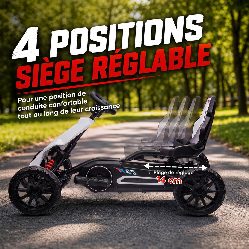 Kart électrique pour enfant 12V - Vitesse réglable 3-5km/h pour enfants de 3 à 8 ans - siège réglable - blanc-5