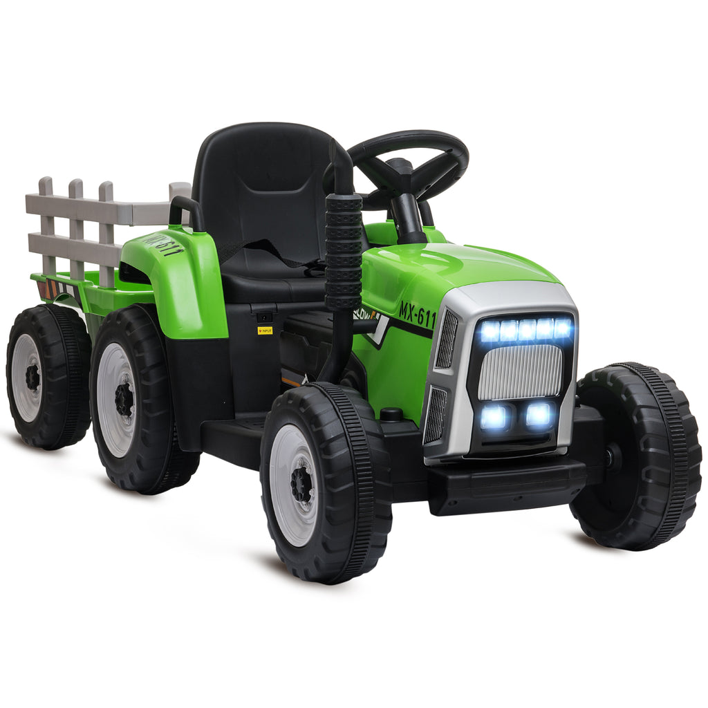 Tracteur électrique avec remorque amovible, pour enfants de 3 à 6 ans avec télécommande MP3 musique affichage lumières-0
