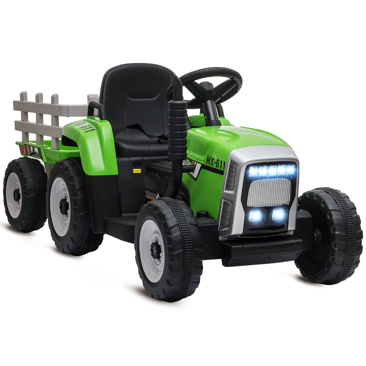 Tracteur électrique avec remorque amovible, pour enfants de 3 à 6 ans avec télécommande MP3 musique affichage lumières-0