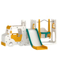 Ensemble Toboggan et Balançoire 7 en 1 pour Enfants, Aire de Jeux Intérieure, Thème Voiture, pour 1-4 Ans, Blanc-0