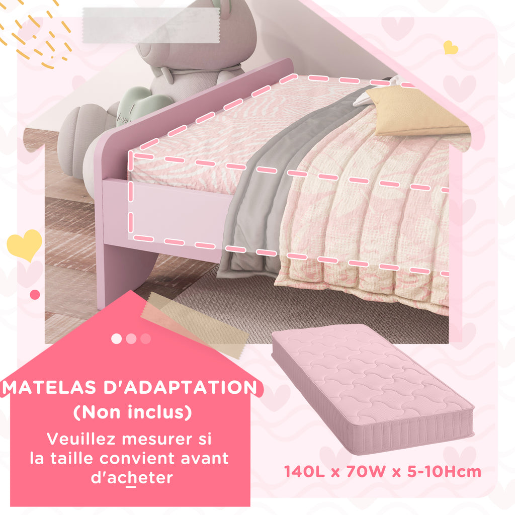 Lit pour enfants de 3 à 6 ans 143 x 74 x 55 cm design nuage sommier à lattes inclus chambre moderne rose-6