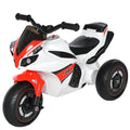 Porteur Enfants Moto de Course Effets musicaux et Lumineux Coffre Rangement Rouge Blanc-0
