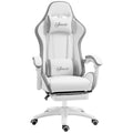 Chaise gaming fauteuil gaming ergonomique avec dossier inclinable à 135° et soutien lombaire, 65 x 65 x 121-129 cm blanc-0