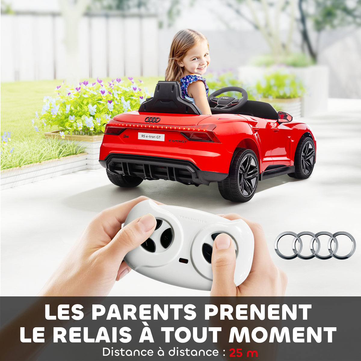 Voiture électrique enfant 12 V - véhicule électrique avec télécommande parentale fournie - V. Max. 5 Km/h - effets sonores, lumineux - Audi RS E-tron GT rouge-4