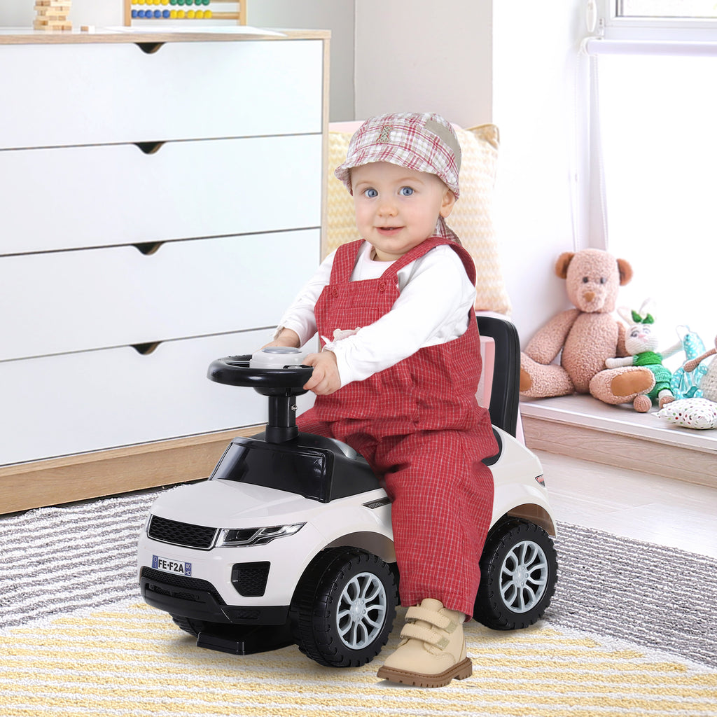 Porteur Enfant Véhicule à Pousser, Porteur Bébé avec Klaxon, Compteurs Factices et Coffre à Jouets, pour Enfants de 12 à 36 Mois, Blanc-1