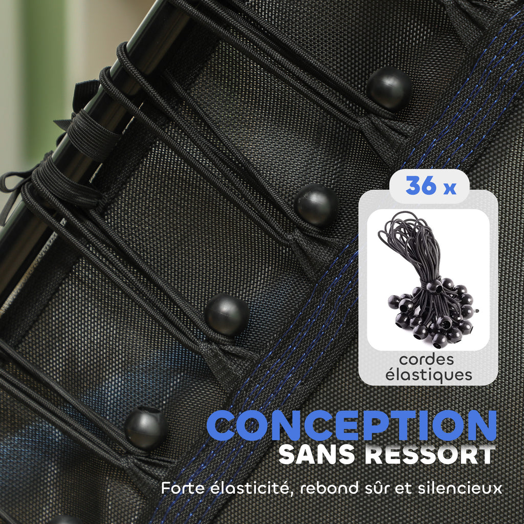 Trampoline pour enfant 1,22 x 1,11 x 1,9 m filet de sécurité porte zippée 6 poteaux rembourrés inclus bleu noir-4
