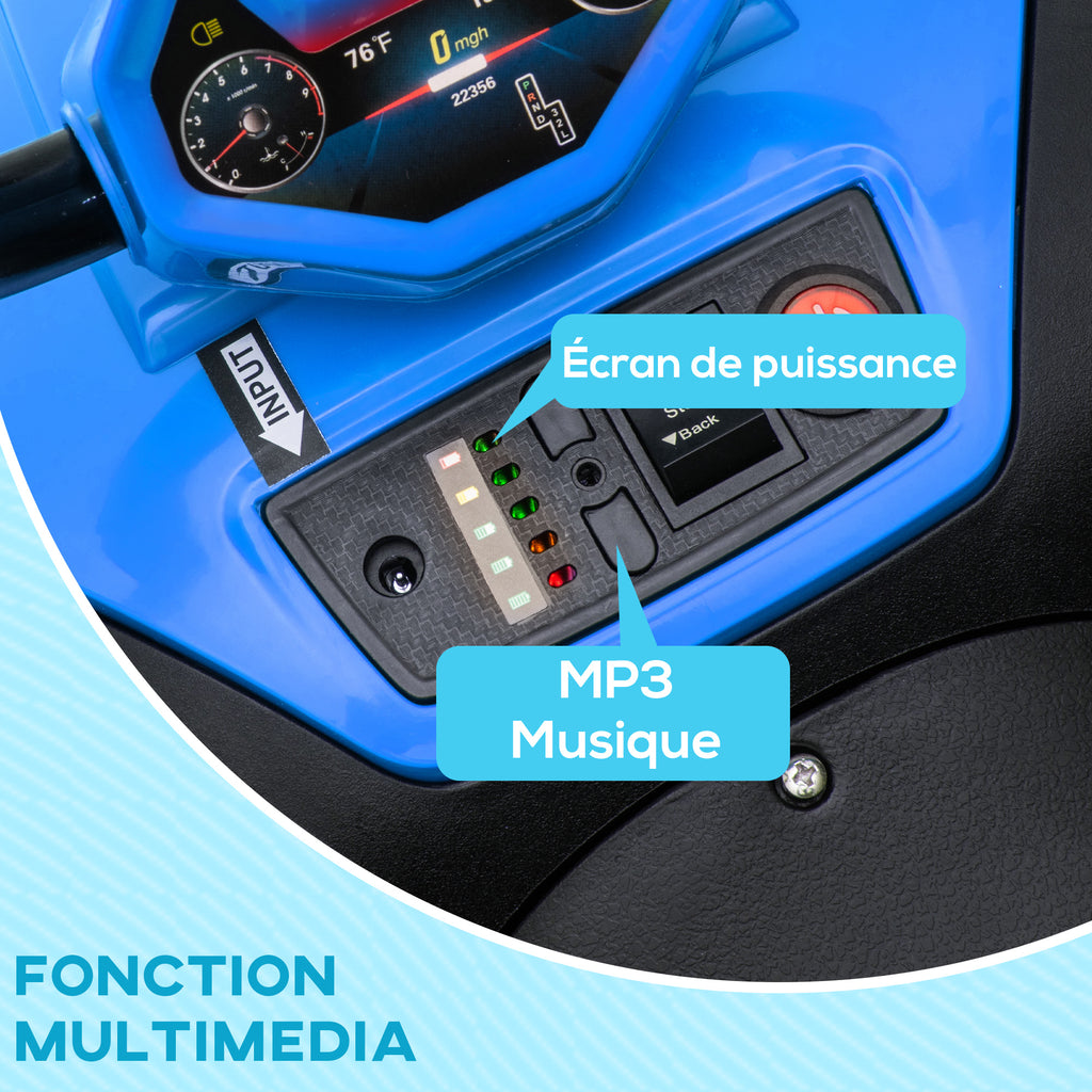 Quad électrique enfant 12 V voiture électrique 2 moteurs marche avant et arrière 37-60 mois 85 x 55,5 x 62 cm bleu-6