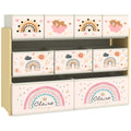 Étagère de rangement enfant étagère à 3 niveaux avec 9 boîtes en tissu non tissé 93 x 30 x 70 cm jaune-0