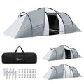 Tente de camping familiale 4 personnes dôme 2 chambres 1 séjour et 1 auvent anti-UV Imperméable 2000 mm multicolore-0