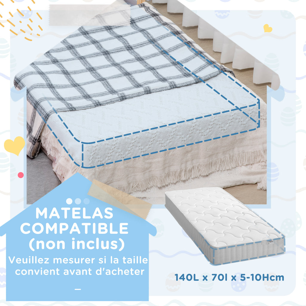 Lit pour enfants de 3 à 6 ans design étoiles et lune sommier à lattes inclus chambre moderne 143 x 76 x 49 cm gris-6
