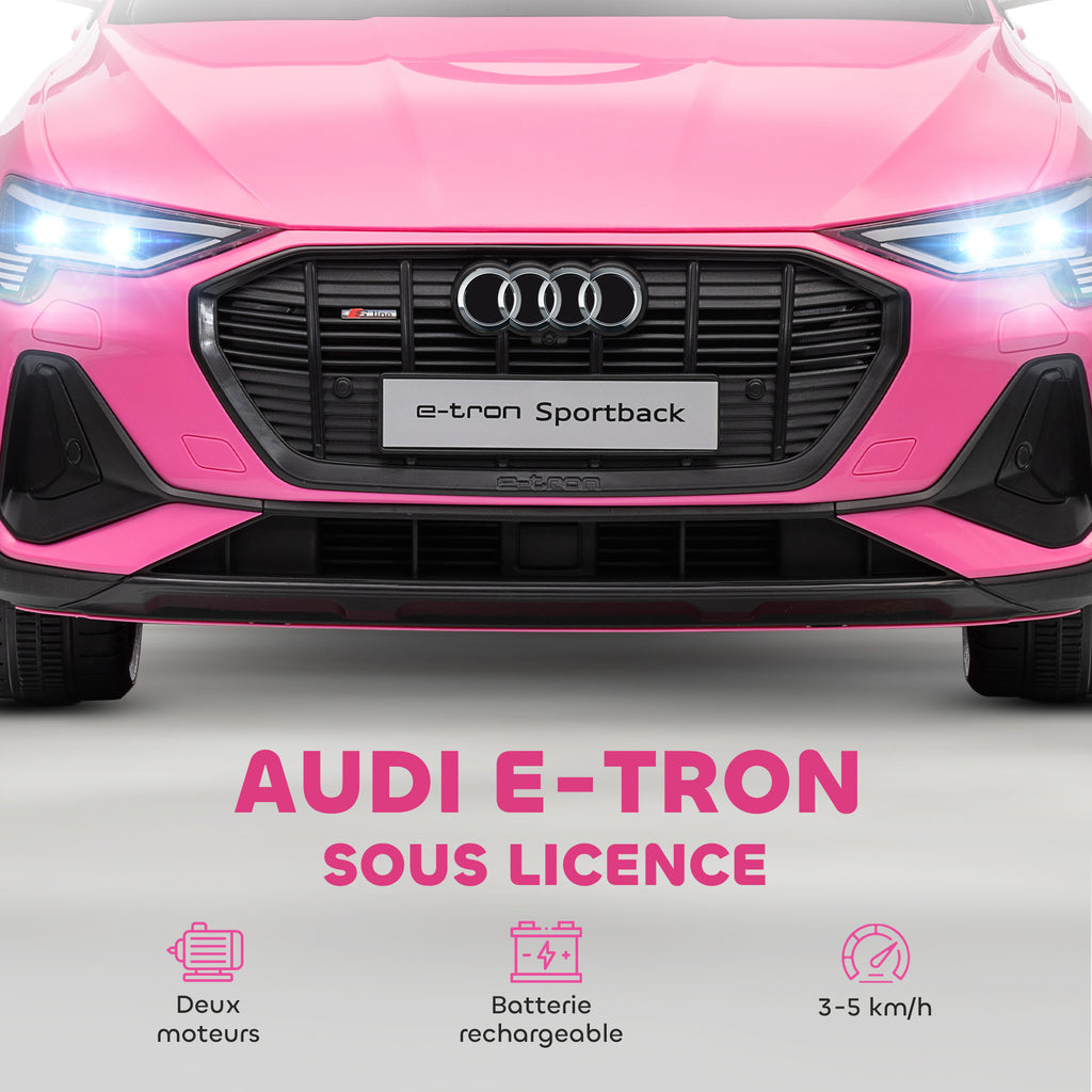 Voiture électrique enfants, véhicule électrique 12V avec télécommande 2,4G, phares, musique, klaxon, port USB, MP3, rose-3