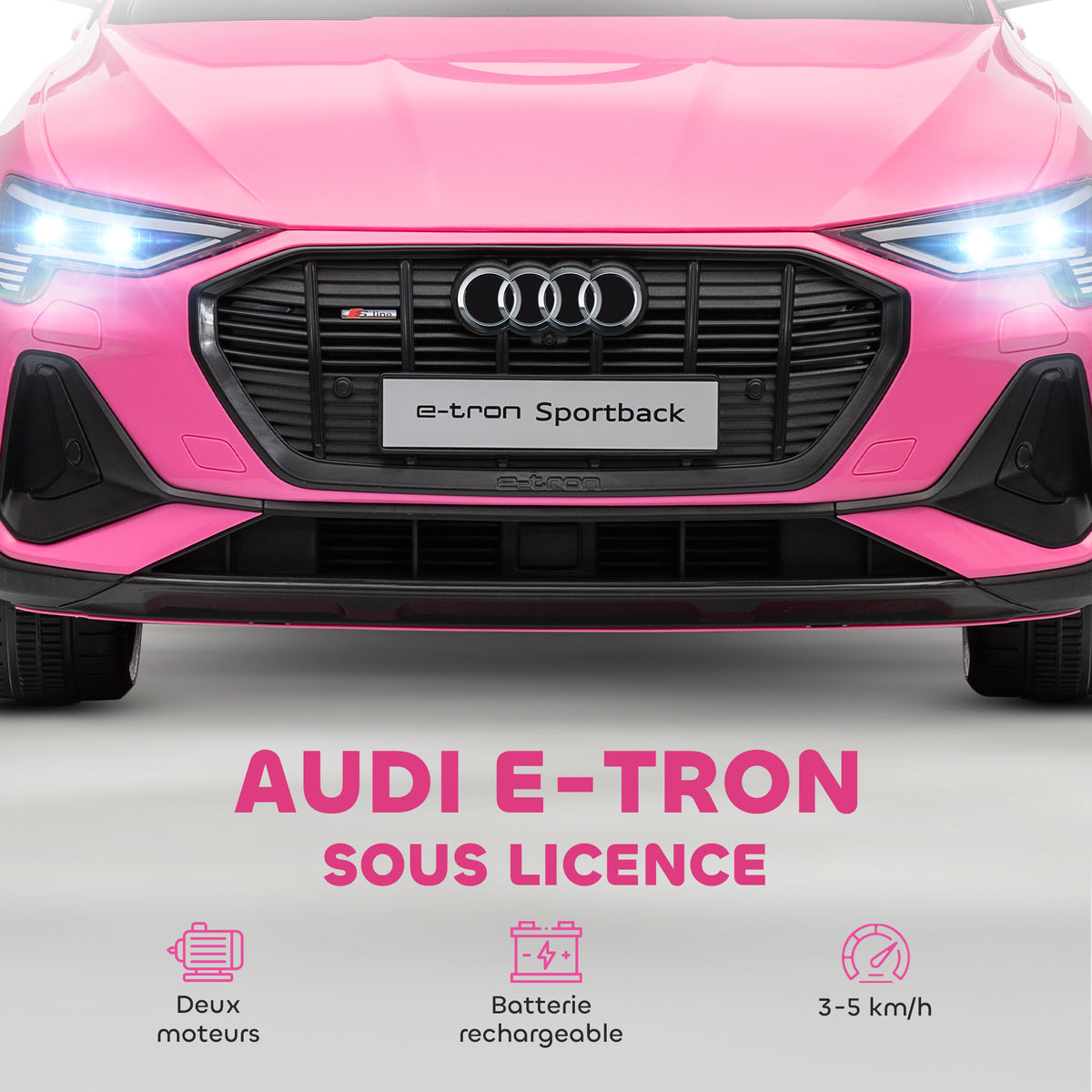 Voiture électrique enfants, véhicule électrique 12V avec télécommande 2,4G, phares, musique, klaxon, port USB, MP3, rose-3