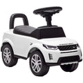 Porteur enfants voiture sous licence Land Rover, véhicule à pousser, klaxon, sons de moteur, rangement sous siège, blanc-0