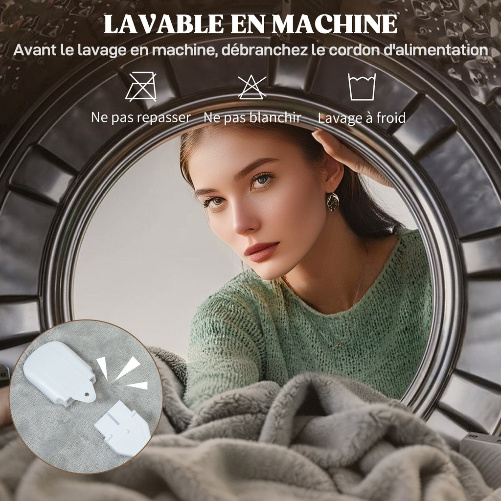 Couverture chauffante, plaid chauffant, 9 niveaux de chauffage, minuterie 9H, lavable en machine, 180x130cm, gris-5
