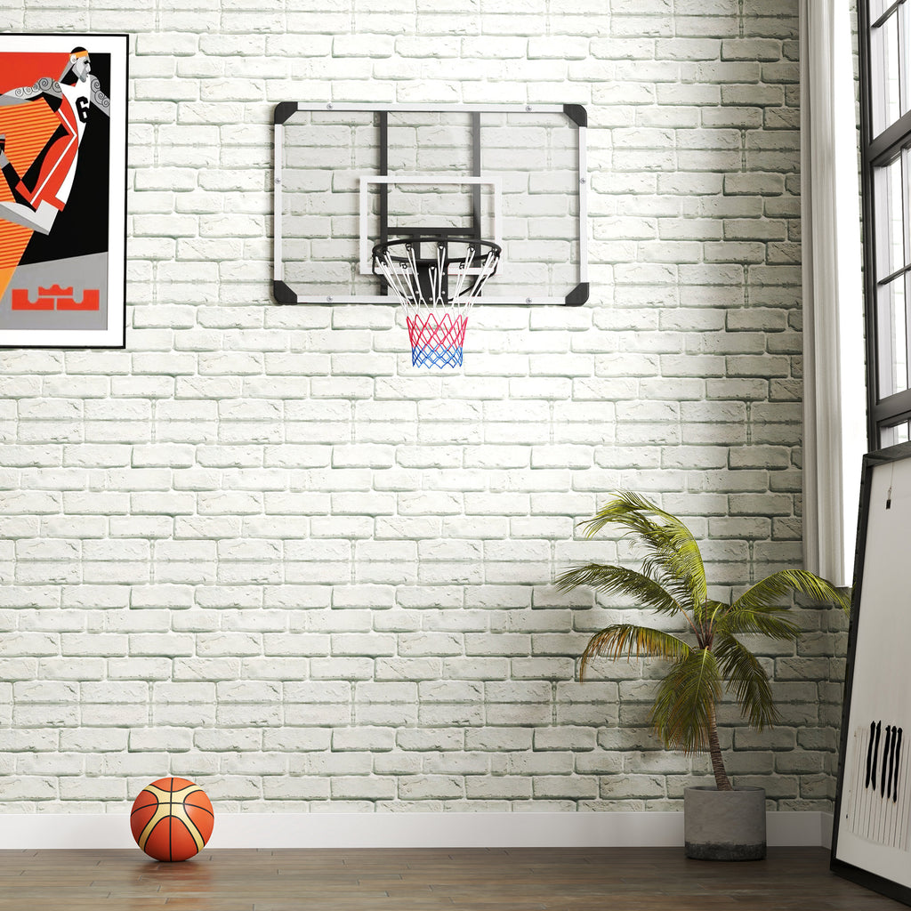 Panier de basketball mural avec panier spécial filet toutes saisons pour l'intérieur et l'extérieur 113x61x73cm blanc-5