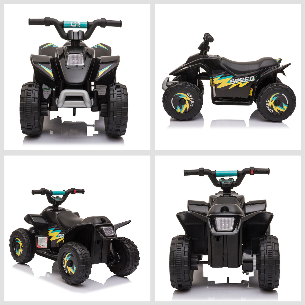 Quad électrique pour enfants 18-36 mois véhicule à batterie 6V avec marche avant et arrière 72 x 40 x 45,5 cm noir-7