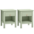Lot de 2 tables de chevet avec tiroir et compartiment ouvert, 45 x 40 x 55 cm, vert-0