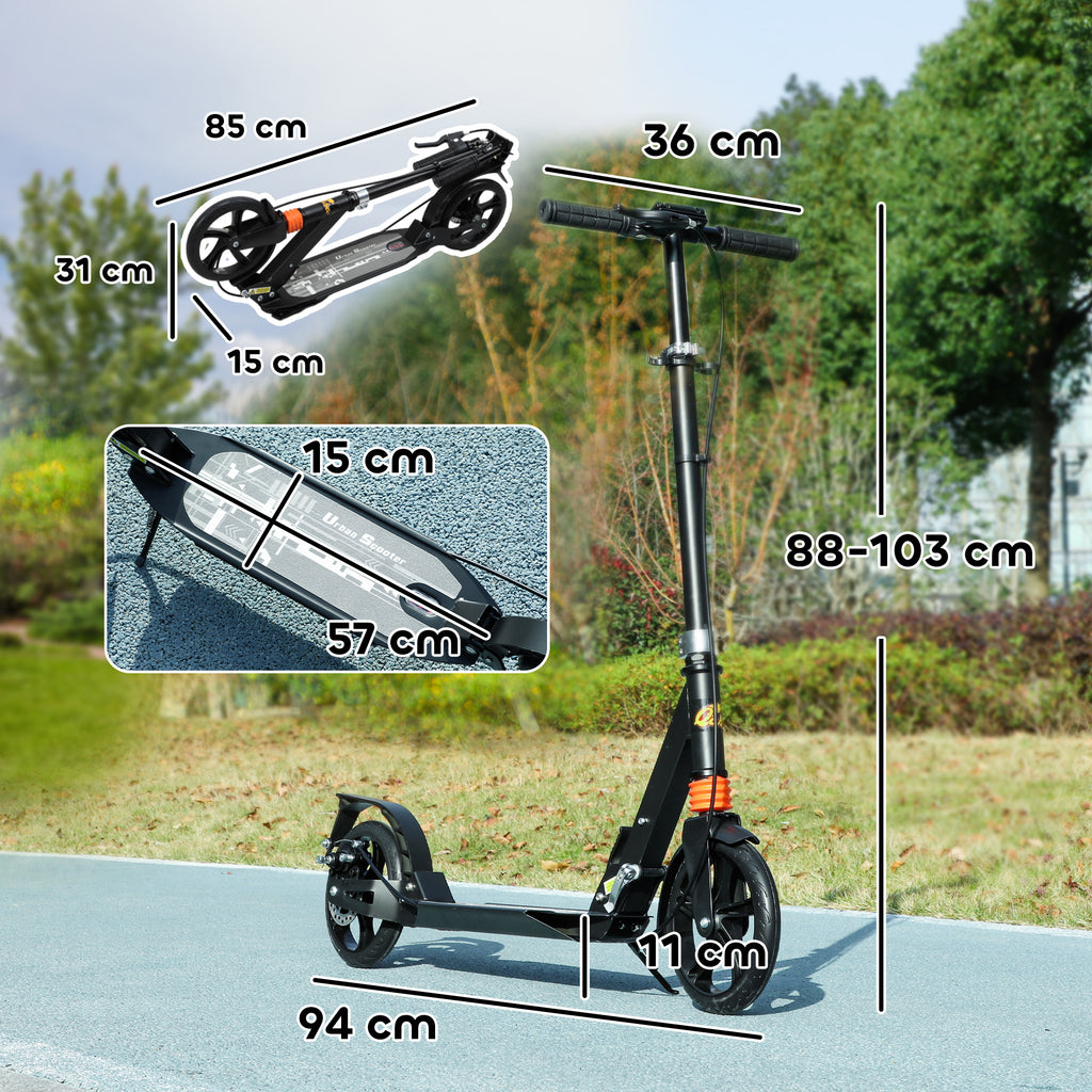 Trottinette enfants, trottinette pliable à 2 roues, guidon à 4 réglages en hauteur, 94 x 36 x 88-103 cm, noir-2