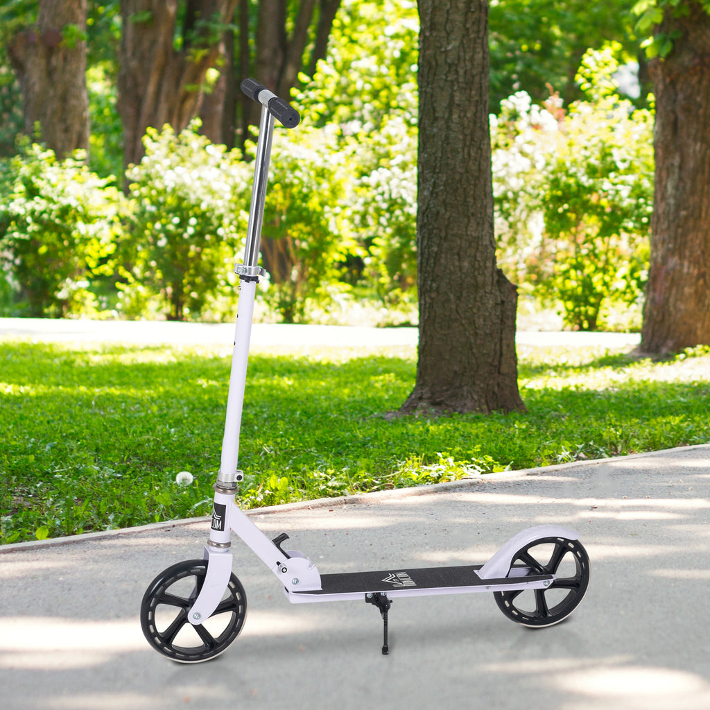 Trottinette Pliable Hauteur Guidon réglable sur 4 Niveaux système de freinage arrière pour enfant adolescent pois max. 100KG dim. 88L x 37l x 75-100H cm Blanc-9