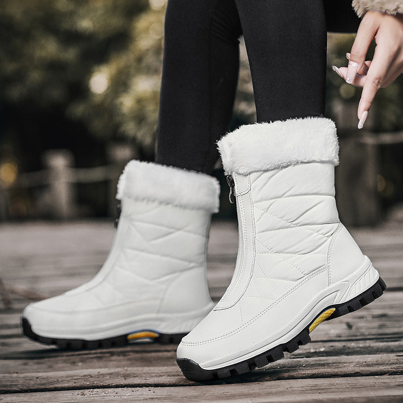 Thick and Warm Snow Boots with Velvet, Large Cotton Shoes