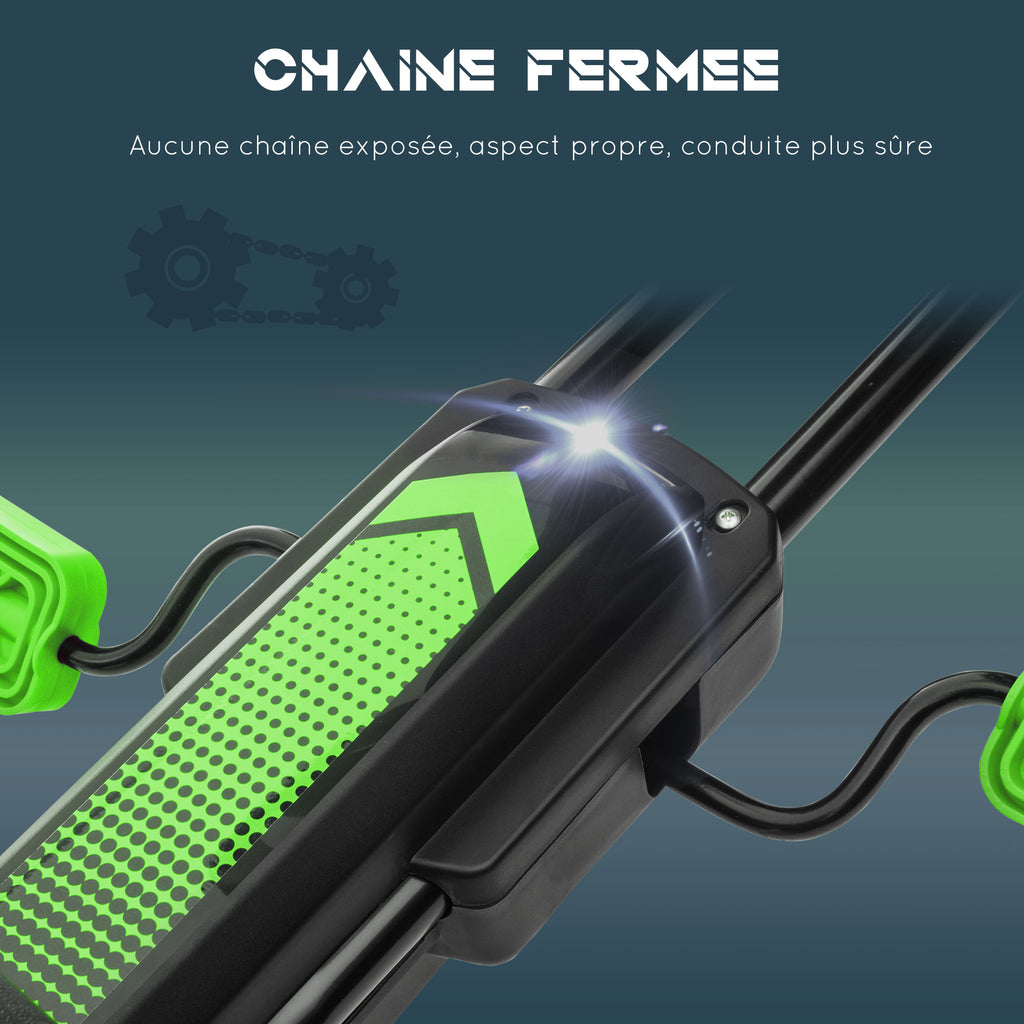 Kart à pédales pour enfant siège réglable 3 positions frein à main enfant de 5 à 12 ans vert noir-6