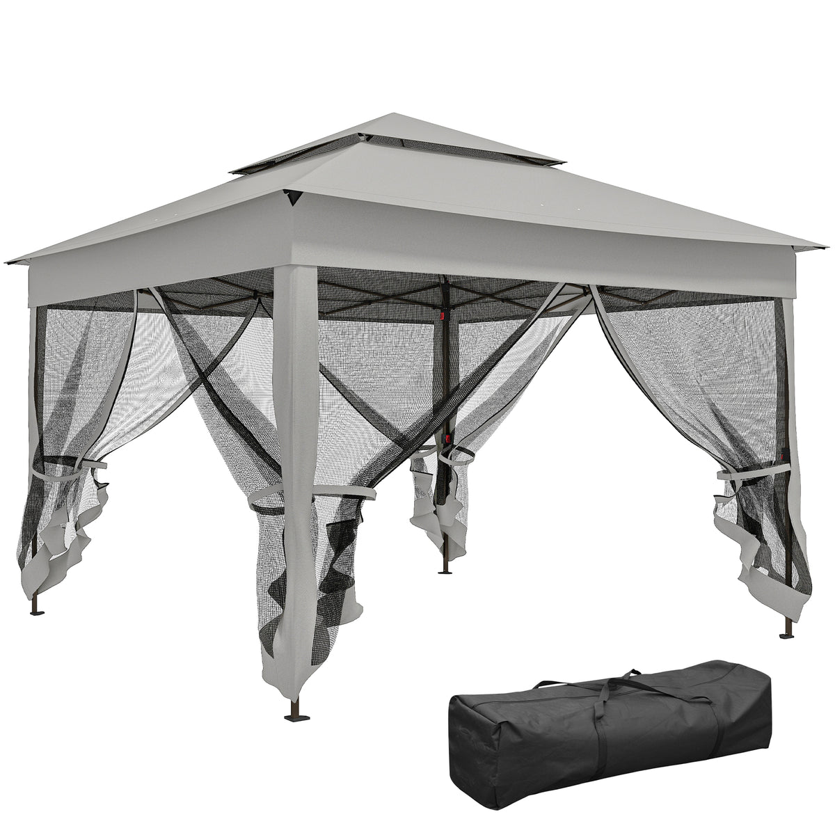Tonnelle Barnum de Jardin Pop-up Pliant Acier Polyester imperméabilisé Anti UV moustiquaires + Sac de Transport-0