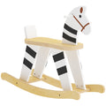 Cheval à Bascule pour Enfant, Jouet à Bascule pour Enfant avec Base en Bois et Dossier, 18 Mois à 3 Ans, Noir et Blanc-0