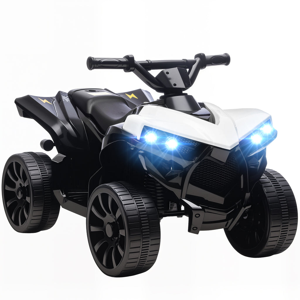 Quad électrique enfant 6V, voiture électrique enfants ATV, musique et phares LED, pour 18-56 mois, 70x42x45cm, blanc-0