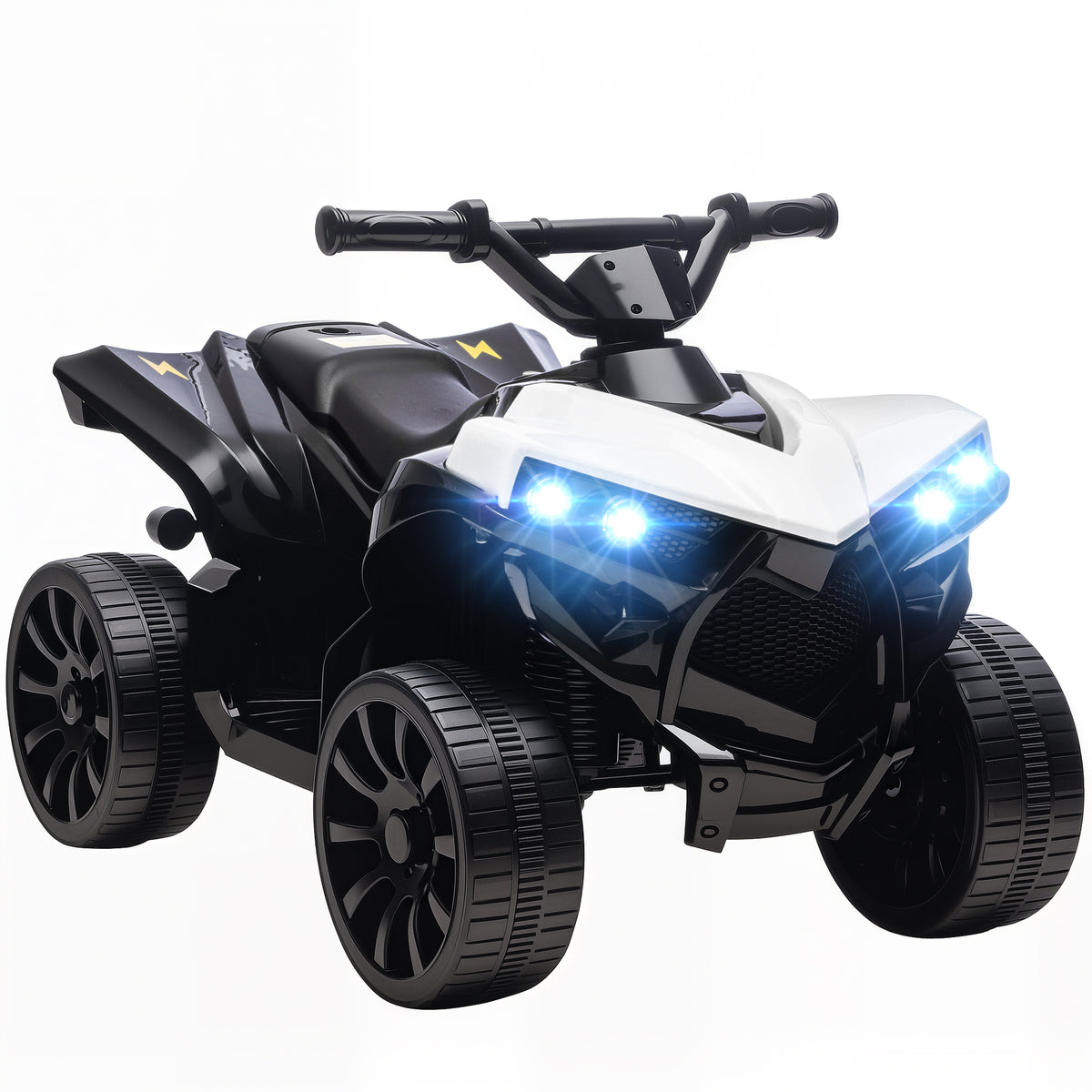 Quad électrique enfant 6V, voiture électrique enfants ATV, musique et phares LED, pour 18-56 mois, 70x42x45cm, blanc-0