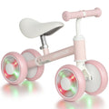 Draisienne Bébé 1-2 Ans, 4 Roues Lumineuses, Siège Réglable, Direction Limitée, Pneus EVA Silencieux, 52x22x37cm, Rose-0