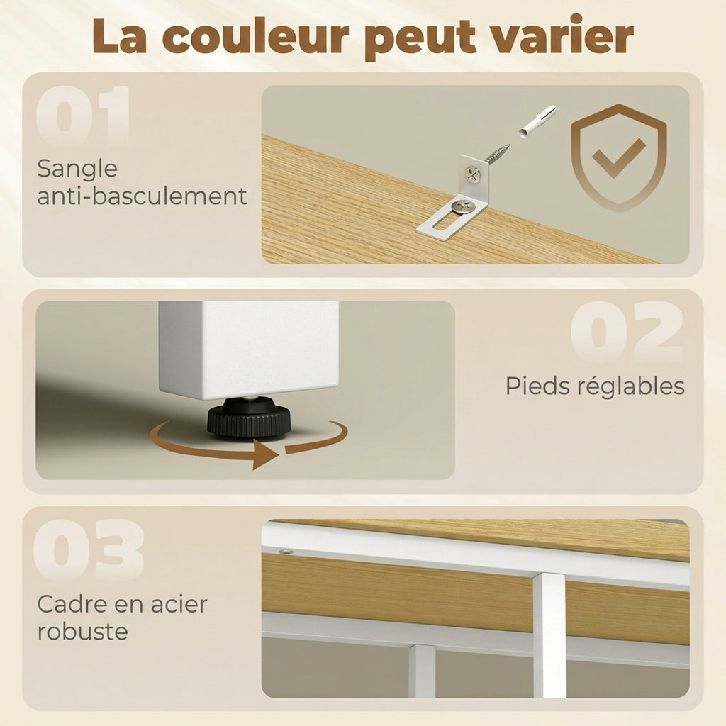 Étagère de rangement de cuisine avec paniers coulissants et placard, support micro-ondes, 100 x 35 x 80 cm, blanc-6