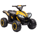 Quad électrique enfant 12 V, voiture électrique enfants 2 moteurs 2 vitesses 3-6 km/h, phares LED, klaxon, pour enfant de 3 à 5 ans, poignée et selle ergonomique, jaune-0