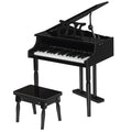 Piano à queue enfant en bois Piano enfant clavier de piano 30 touches - tabouret et pupitre inlus - Instrument de Musique - MDF noir-0