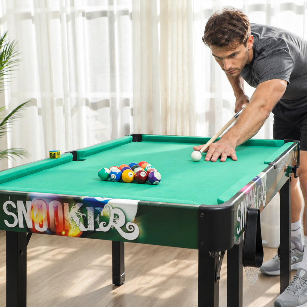 Table Multi-Jeux 6-en-1, Baby-Foot, Billard, Ping-Pong, Hockey, Jeu d'Anneaux, 118x104x71cm, Multicolore-8