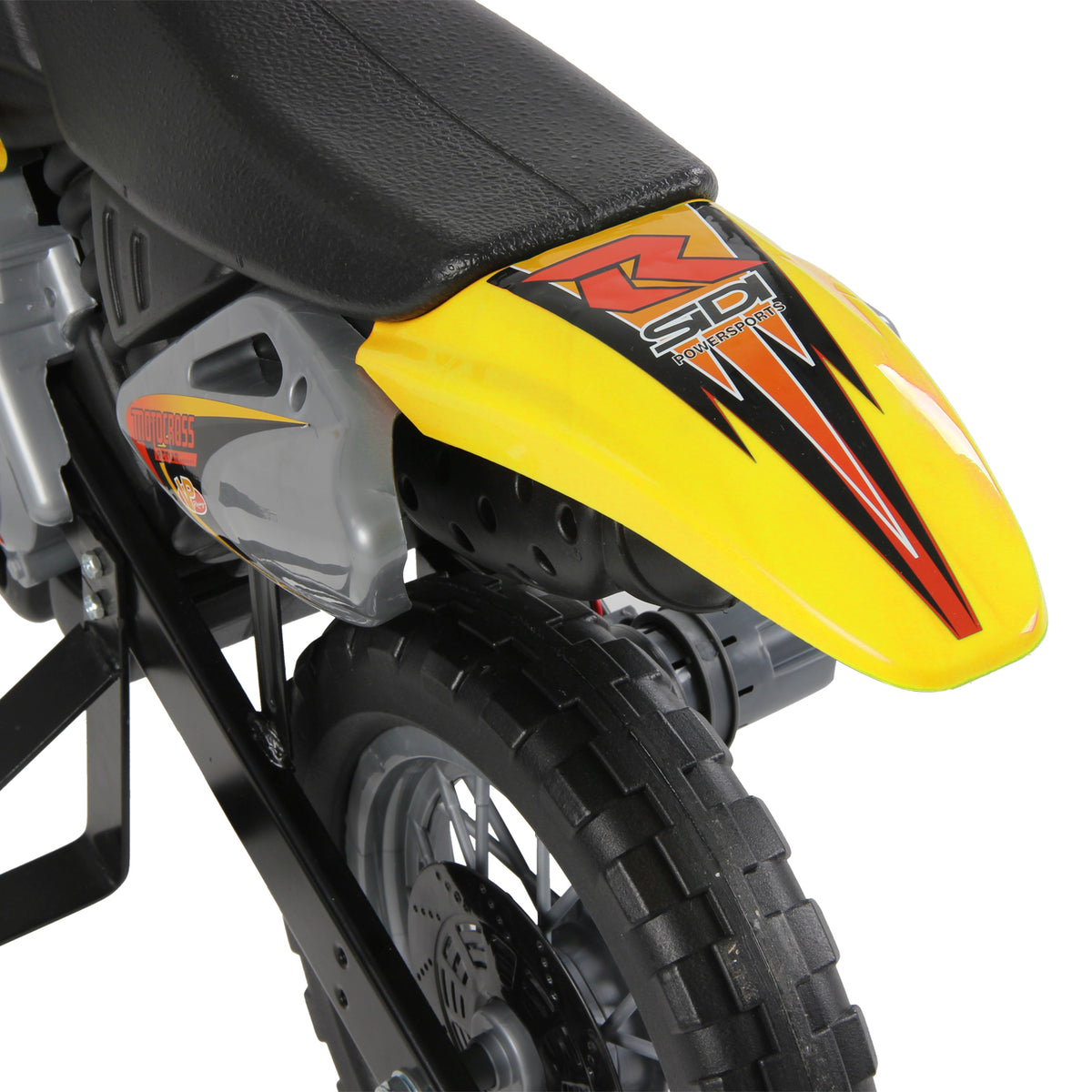 Moto électrique enfants, moto cross pour enfants avec batterie 6 V, phares, musiques et roues d'entraînement, 3 à 6 ans, charge 25KG, jaune et noir-7