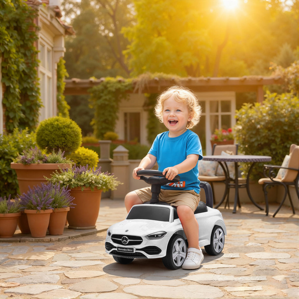 Porteur Enfants Mercedes-Benz sous Licence, Porteur Voiture à Pousser avec Poignée Amovible, 91 x 40 x 83 cm, Blanc-8