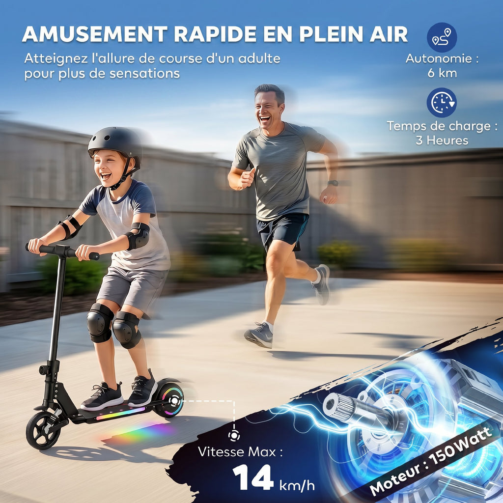 Trottinette électrique pour enfants 6-14 ans scooter électrique pliable pour enfants vitesse max 14 km/h aluminium noir-5
