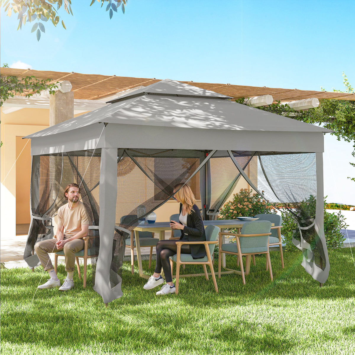 Tonnelle Barnum de Jardin Pop-up Pliant Acier Polyester imperméabilisé Anti UV moustiquaires + Sac de Transport-7