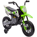 Moto électrique pour enfant moto cross pour enfants de 3 à 6 ans 2 moteurs 12V vitesse max. 5 km/h vert-0
