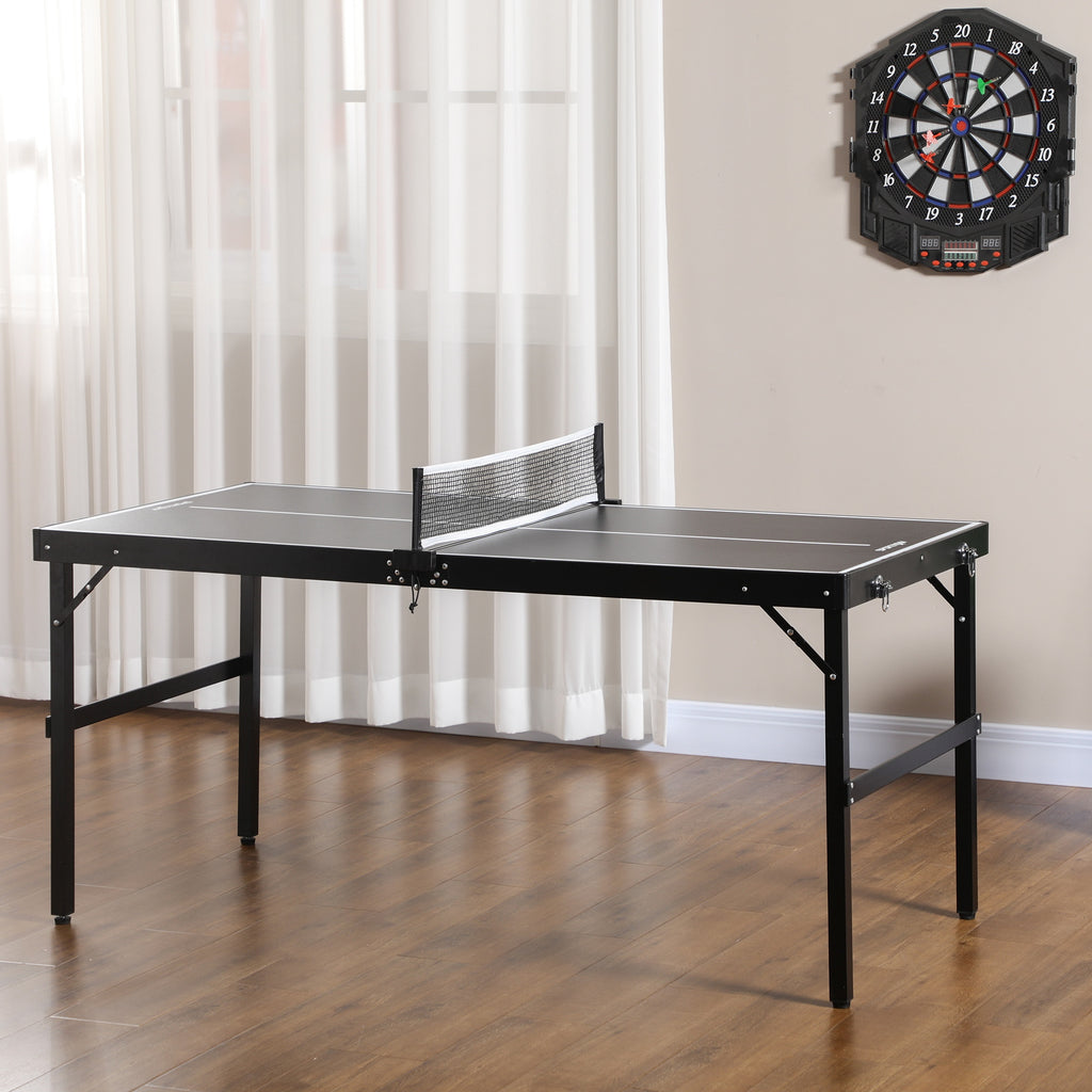 Mini table de ping pong pliable table de ping-pong d'intérieur avec filet, balles, poignée, 152 x 76 x 72 cm noir-9