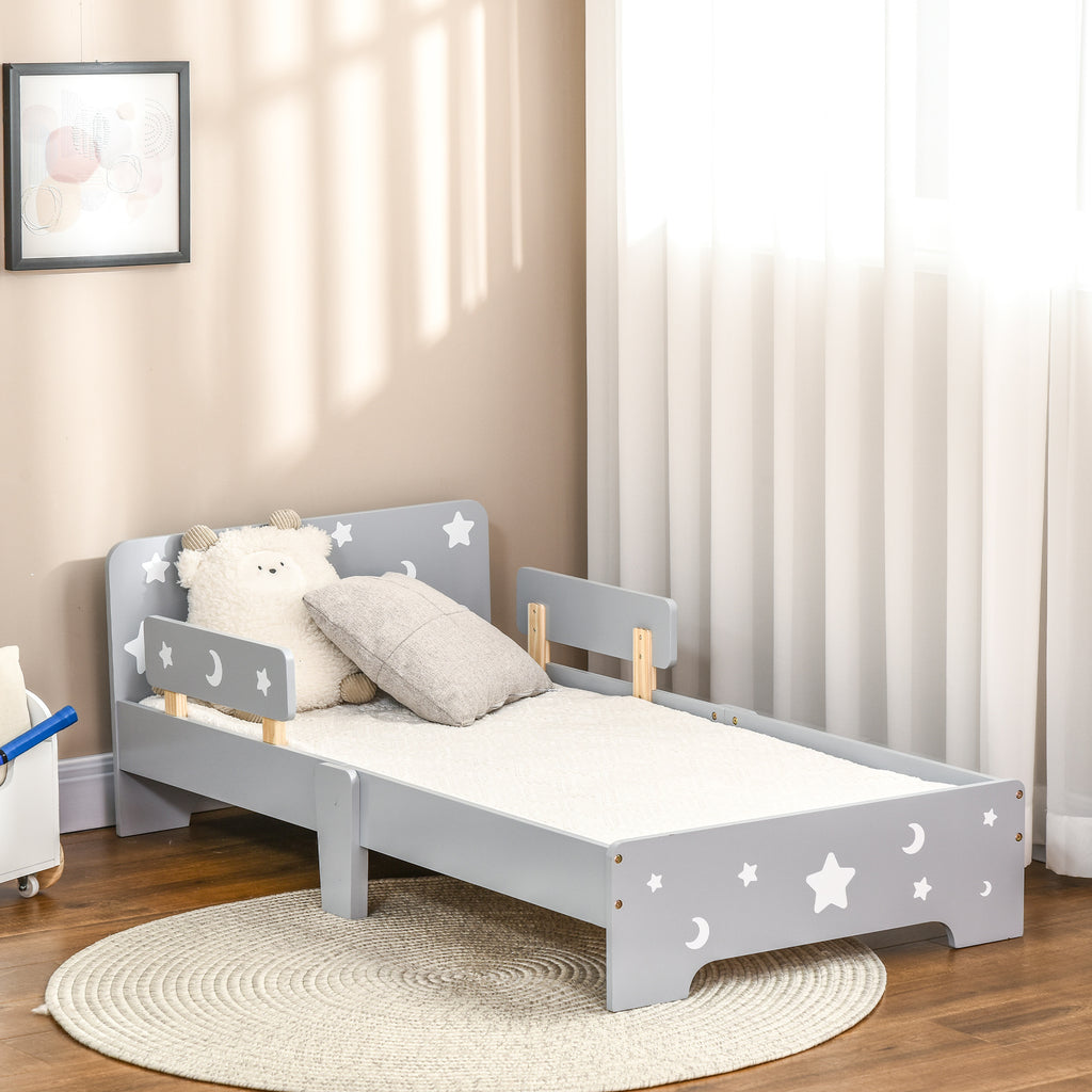 Lit pour enfants de 3 à 6 ans design étoiles et lune sommier à lattes inclus chambre moderne 143 x 76 x 49 cm gris-9