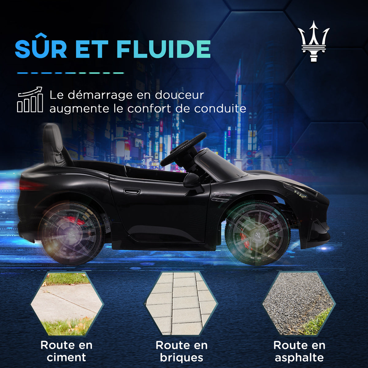 Voiture électrique pour enfants sous licence Maserati Gran Turismo Folgore, 12V avec télécommande, de 3 à 5 ans, noir-5