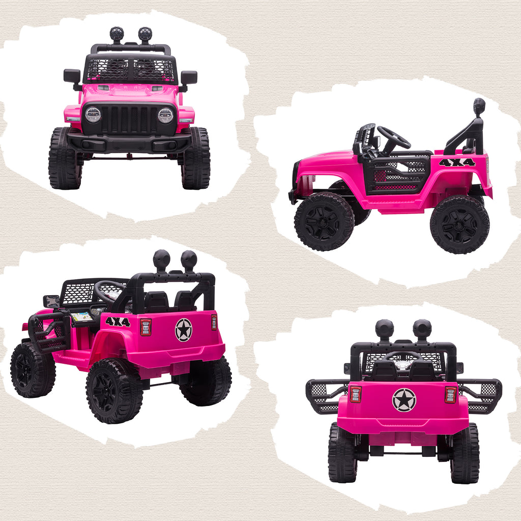 Voiture électrique Enfant Propulsion arrière 12 V 5 Km/h Max. télécommande Effets Lumineux sonores 100x65x72cm Rose-7
