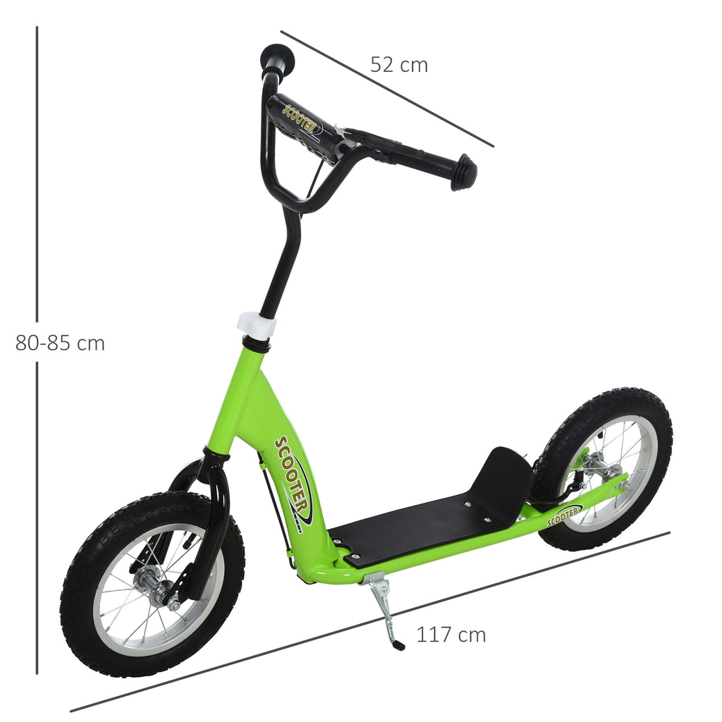 Trottinette patinette Enfants à partir de 5 Ans Grandes Roues Guidon réglable poignée Frein et béquille Acier Vert-2