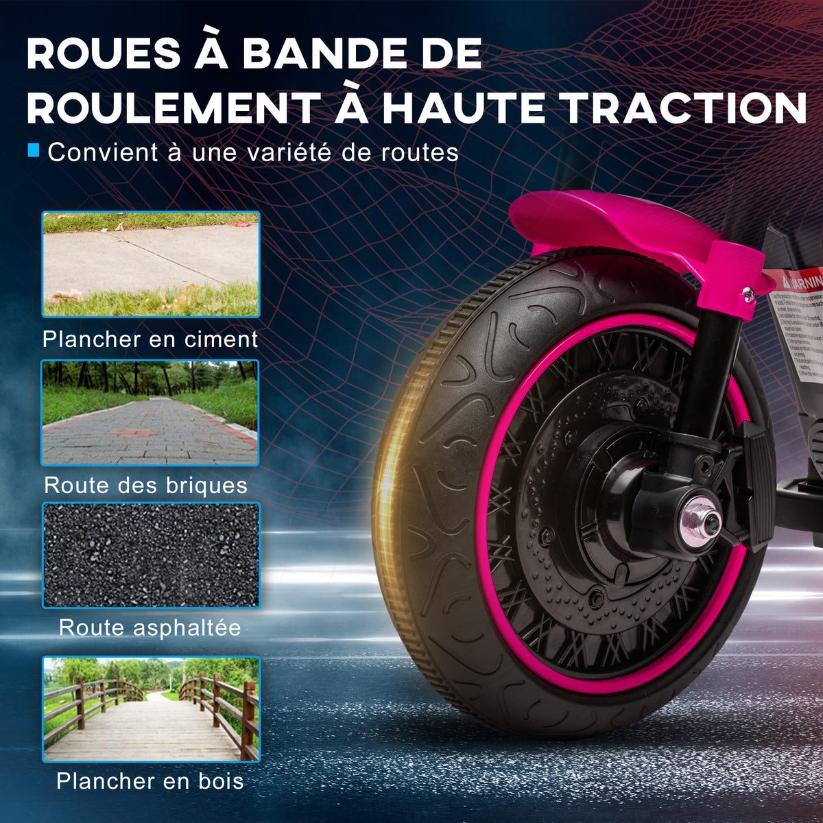 Moto électrique pour enfants 3 km/h 6V avec phare LED 2 roues d'entraînement de 18 à 36 mois avec moteur puissant rose-5