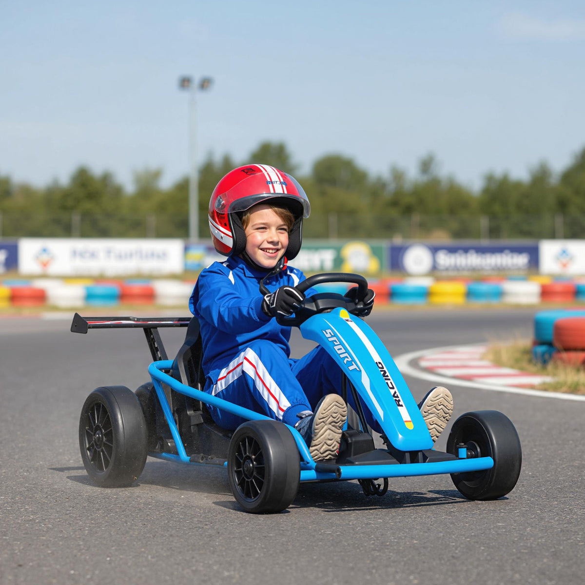 Voiture électrique GoKart kart électrique pour enfants 2 x 24 V moteurs mode dérive à 13 km/h 119 x 77 x 54 cm bleu-1
