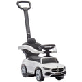 Porteur Enfants Mercedes-Benz sous Licence, Porteur Voiture à Pousser avec Poignée Amovible, 91 x 40 x 83 cm, Blanc-0