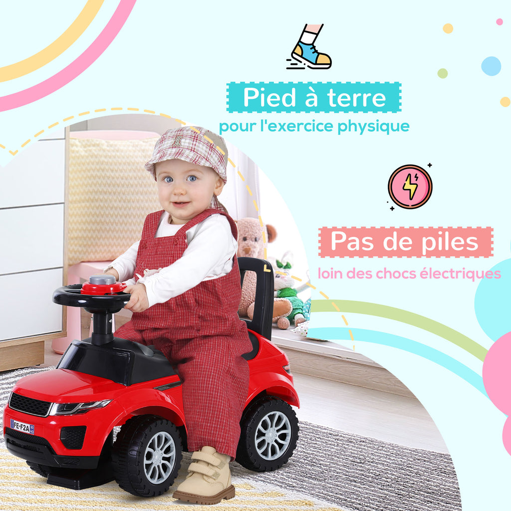 Porteur Enfant Véhicule à Pousser, Porteur Bébé avec Klaxon, Compteurs Factices et Coffre à Jouets, pour Enfants de 12 à 36 Mois, Rouge-4