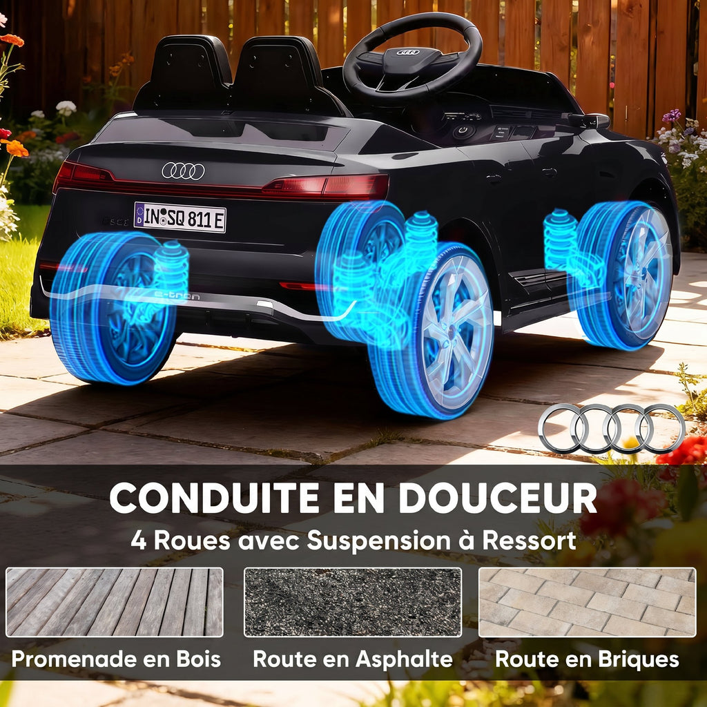 Voiture électrique pour enfants Licence Audi Q8 e-tron Sportback 12V télécommande, phares, musique, klaxon, 3-4 ans noir-7