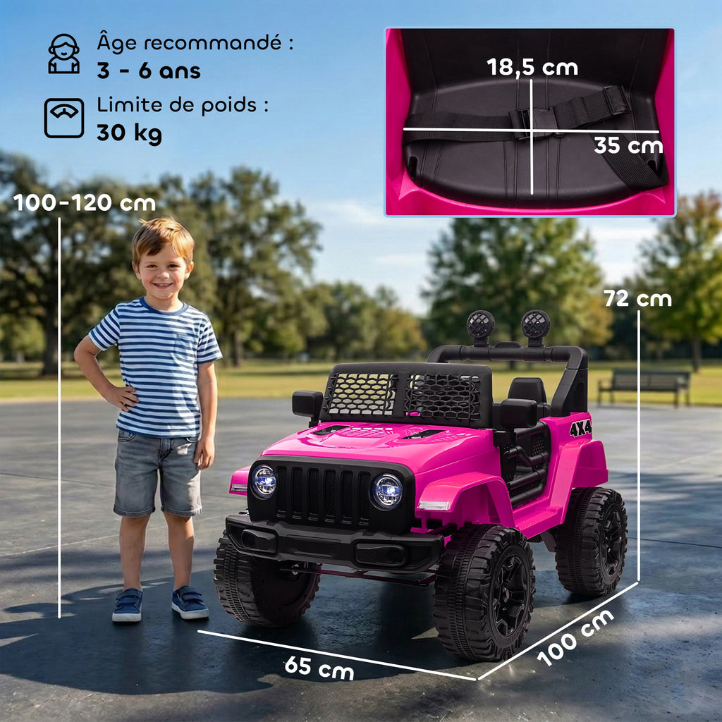 Voiture électrique Enfant Propulsion arrière 12 V 5 Km/h Max. télécommande Effets Lumineux sonores 100x65x72cm Rose-2